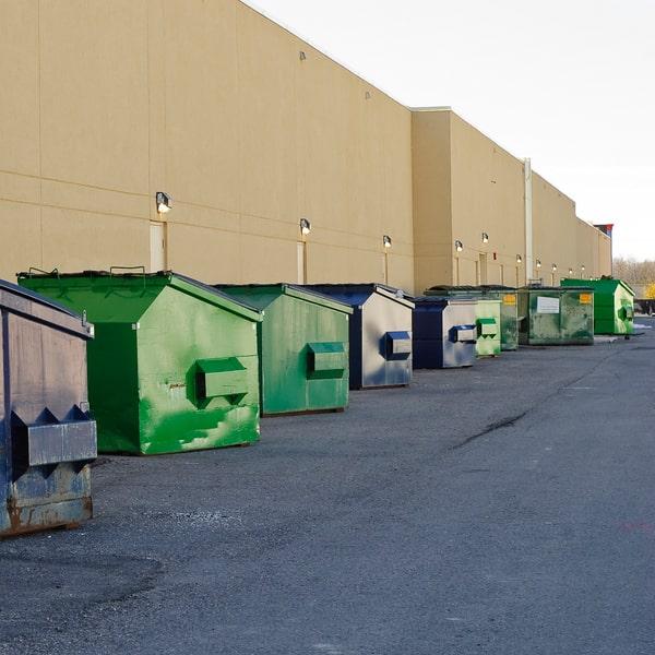 commercial waste container with waste disposal signage